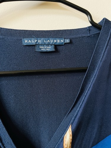 Women’s Rare Ralph Lauren Equestrian Medium Cardigan Sweater RRL Polo Silk VTG - Picture 5 of 9