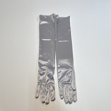 silver 23" long party gloves silver