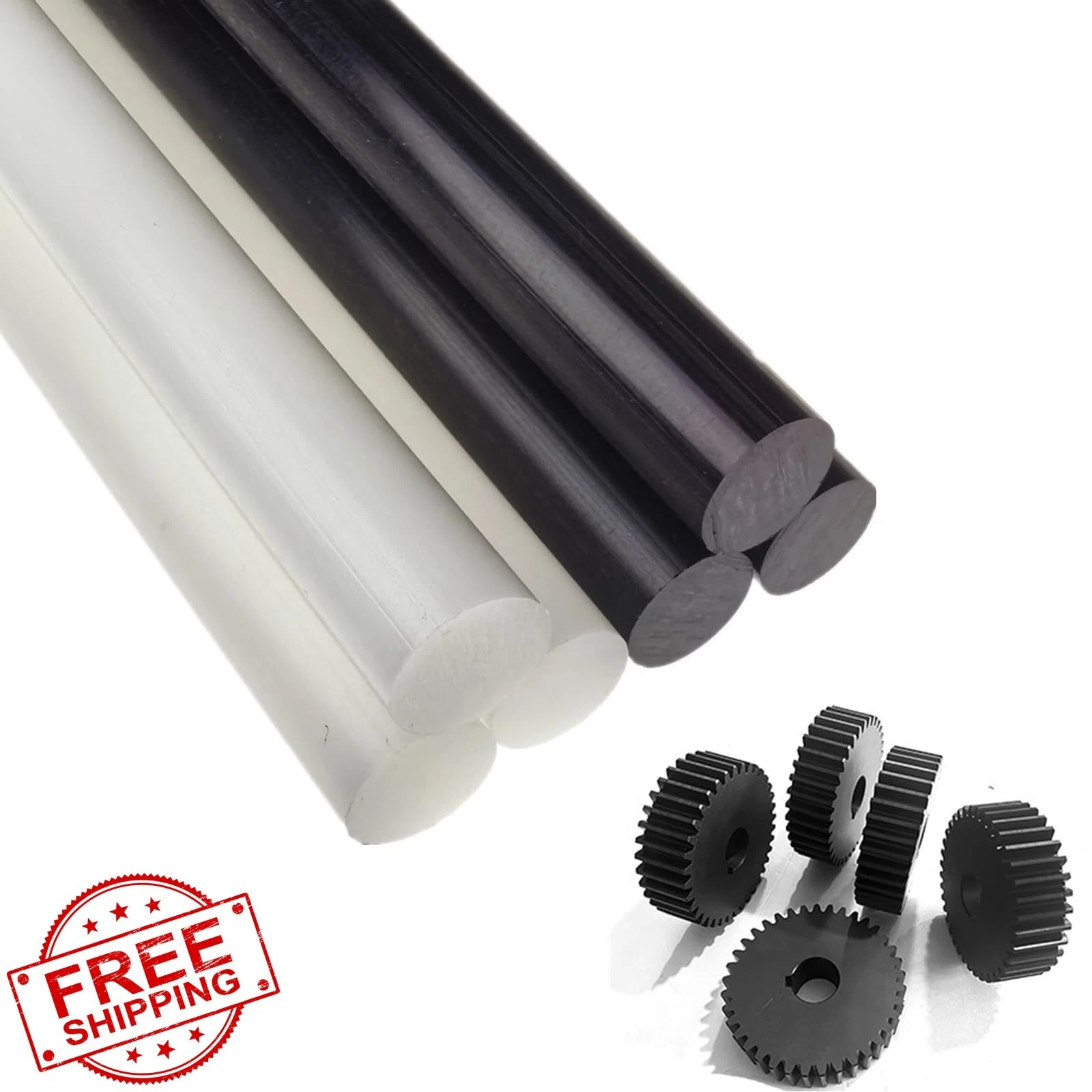 Gootd POM-C Rods 0.4"x9.8" Black White 6pk
