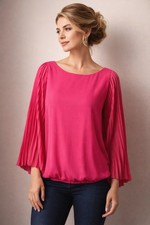 Alfani Pink Pleated Bell Sleeve Blouse Women’s Size 12 Elegant Flowy Top