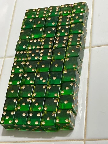 Old darkened with age green apple bakelite 50 dice 10 stick's worth 123125@