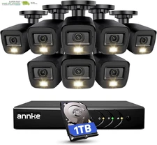 Security Camera System Outdoor with AI Human/Vehicle Detection, 8CH H.265+ DVR a