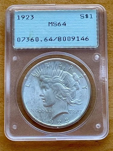 1923 $1 Peace Dollar PCGS MS64 CAC Old Green Rattler FREE SHIPPING