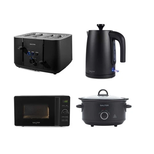 Salter Kuro Kitchen Appliance Set - 1.7L Kettle, 4-Slice Toaster, 20L Microwave deal from eBay