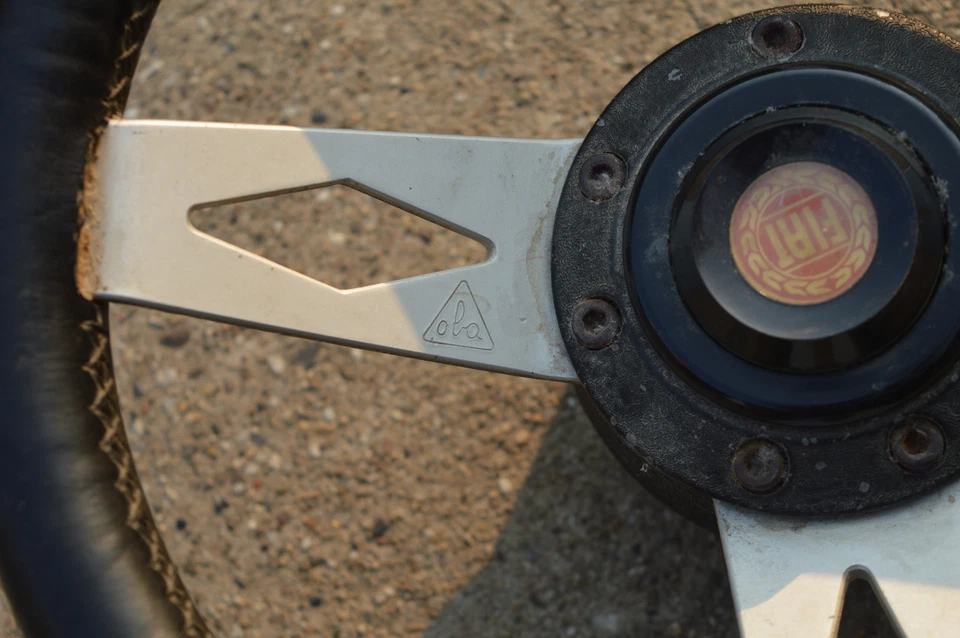 Original Vintage Fiat 500 small oba Leather Steering Wheel  - Image 3 of 4