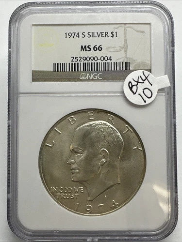 1974 S EISENHOWER SILVER DOLLAR MS 66  NGC BX4-10