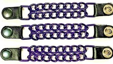 3 GLOSSY PURPLE POWDER COATED DOUBLE CHAIN MOTORCYCLE VEST EXTENDERS MADE IN USA