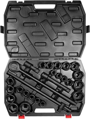 27pcs 02499A 3/4" Drive Impact Socket Set SAE (7/8" to 2") Metric (22-50mm) Siz - 第 1/11 張圖片