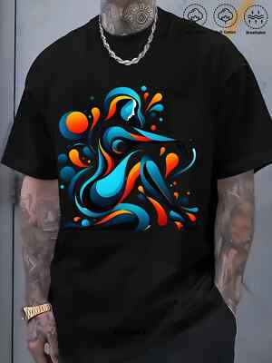 Men's Never Give Up Graphic Cotton T-Shirt - Casual Round Neck Short Sleeve