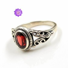 Red Garnet Gemstone 925 Sterling Silver Ring Handmade Jewelry Ring For her