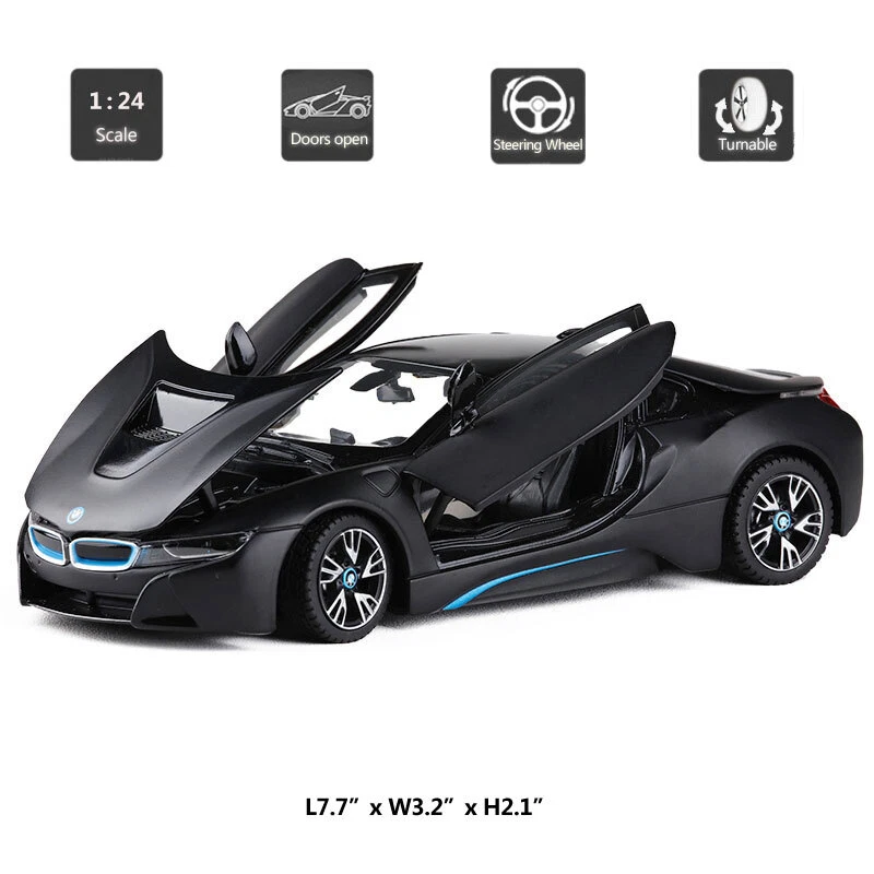 1:24 BMW i8 Model Car Diecast Toy Cars Toys for Boys Gifts Kids Gifts Black - Image 2 of 4