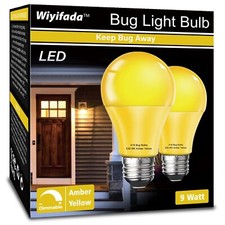 LED Bug Light Bulbs Outdoor 2 Pack,Dimmable 9W Amber Yellow Bug Light Bulbs, ...