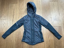 Athleta Rock Springs Quilted Hoodie Jacket Womens XS Teal Stretch Hooded