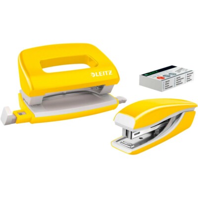 Mini-Locher und Tacker Set bis 10 Blatt(80g/qm) gelb NeXXt WOW 5561 Leitz