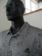 NWT MENS ADIDAS GRAY CAMO GRID GOLF POLO ADIDAS PRINT SHIRT UPF50 SIZE 2XL