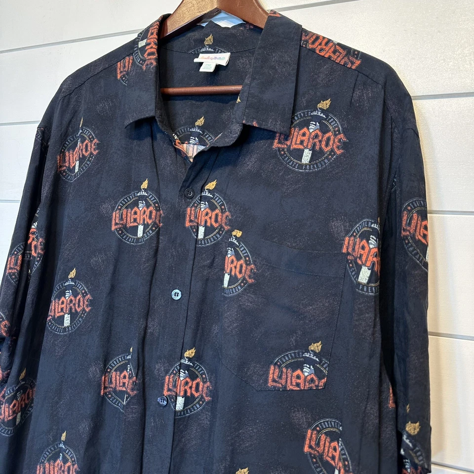 Camisa abotonada Lularoe para hombre 2XL simplemente cómoda negra Crea libertad MLM Foto 4 de 4