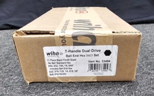 Wiha Soft T-Handle Dual Drive Ball End Hex Inch Set 11 Pc Black Finish  #33494