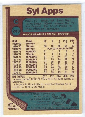 1977-78 O-Pee-Chee #248 Syl Apps | eBay