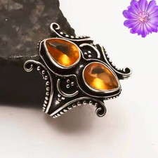 Yellow Citrine Gemstone 925 Sterling Silver Ring Handmade Jewelry Ring For her