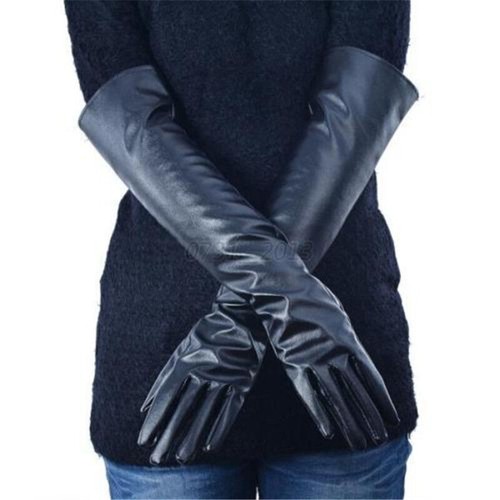 Womens Warm Long Leather Retro Opera Gloves Winter Elbow Warmer Party Mittens - Picture 7 of 11