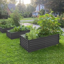 Planter Raised Steel Garden Bed Elevated Barrier Box Porch Deck Planting 2piece