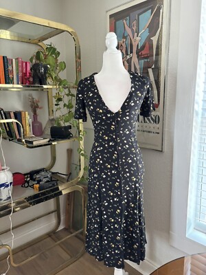 Reformation Dress Black Yellow Flowers Button Up maxi dress | eBay
