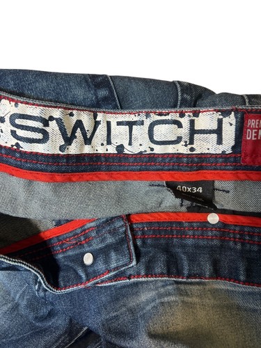 Switch Remarkable Distressed Blue Denim Jeans Destroyed Holes Size 40 x 34 - Picture 4 of 4