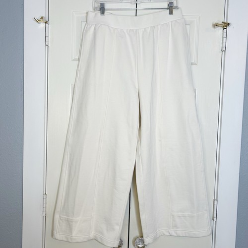 Well Within Creamy White Pants Large Wide Leg Organic Cotton Quiet Luxury