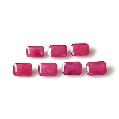 6X4 MM EMERALD SHAPE RUBY NATURAL UNHEATED FACETED CALIBRATED GEMSTONE 7 PIECES