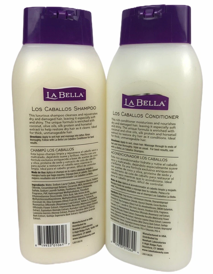 Champú acondicionador reparación del cabello La Bella aceite de oliva coco 25,4 oz Los Caballos Foto 2 de 4