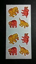 LOT OF 8pcs ON 1 SHEET DINOSAUR TRICERATOPS ORANGE CORAL STICKER SM STICKERS