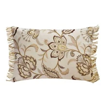 Lumbar Pillow Cover Beige Set of 2, Bed Decor Linen Floral - Pearla