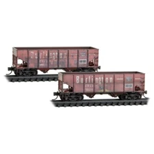 Micro-Trains N 98305089 Burlington CB&Q Weathered 33' Twin Bay Hopper Set