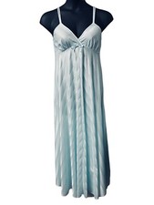 Lorraine Vintage Spaghetti Strap Long Light Blue Silky Nightgown Size Small