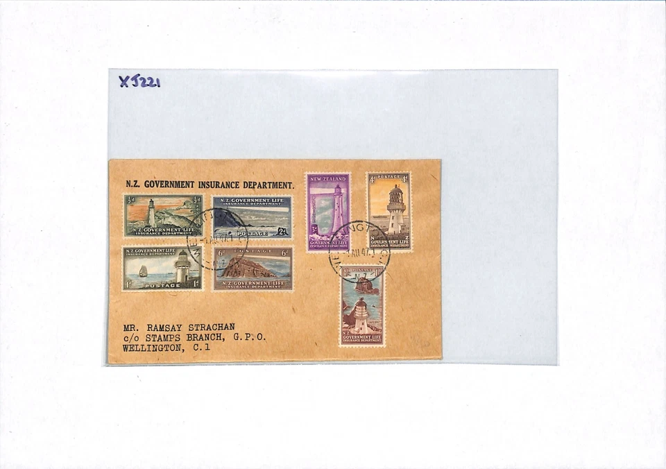 NEW ZEALAND FDC 1947 GOVERNMENT LIFE Stamp LIGHTHOUSE Set First Day Cover XJ221 - Image 4 of 4
