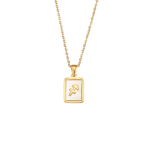 1pc Gold 304 Stainless Steel Twelve Constellations Shell Pendant Necklace - Picture 13 of 35
