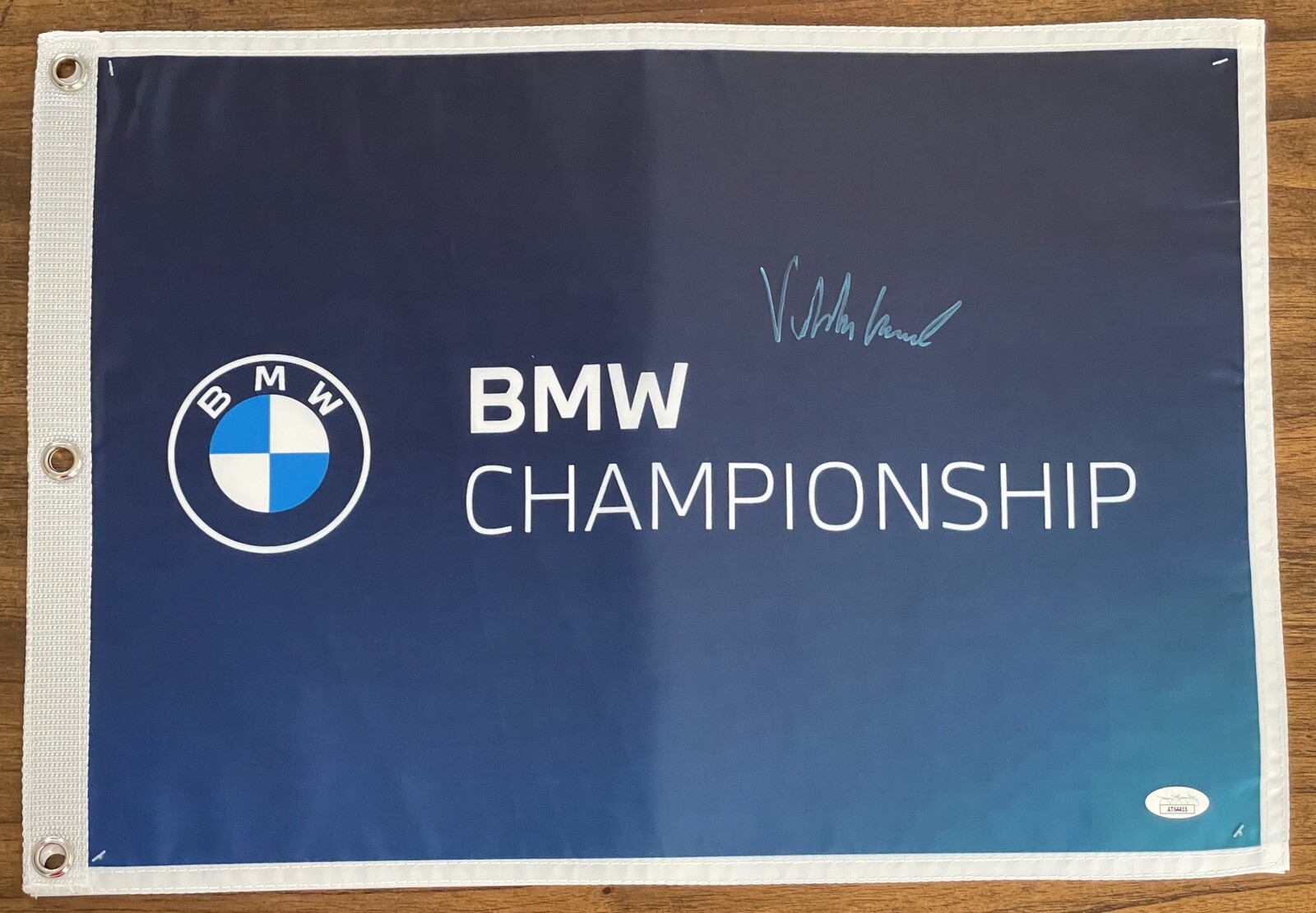Viktor Hovland Signed BMW Championship Pin Flag JSA COA Golf 2023 Champion 
