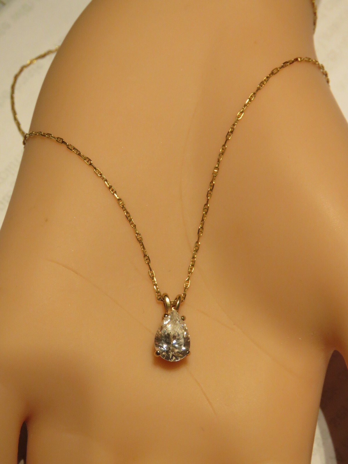 Solid 14K Yellow Gold Solitaire Simulant Solitair… - image 3