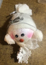 Snowman Head Glittered Hat Scarf Christmas Wall Decoration Gift Holiday