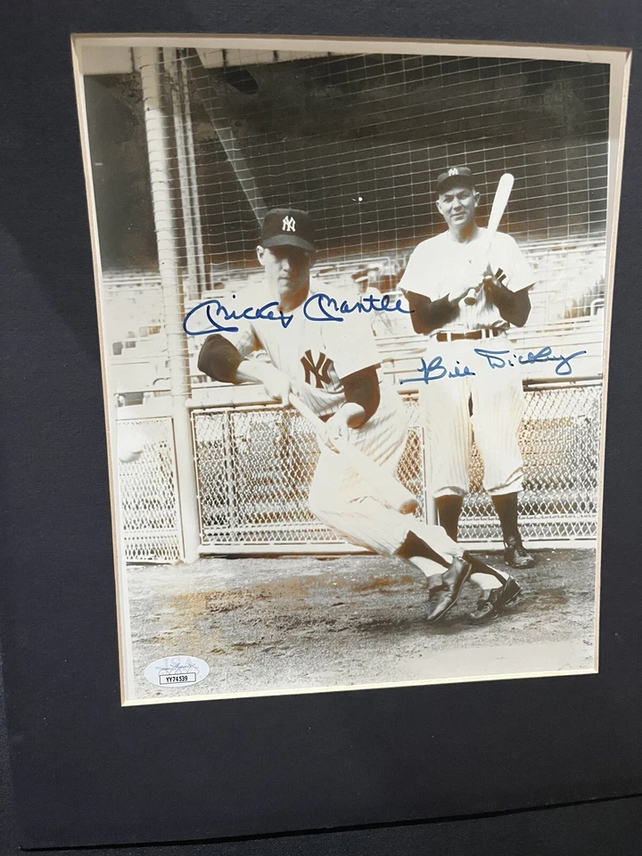 Mickey Mantle & Bill Dickey Autographed New York Yankees Matted 8x10 JSA LOA - Image 2 of 4