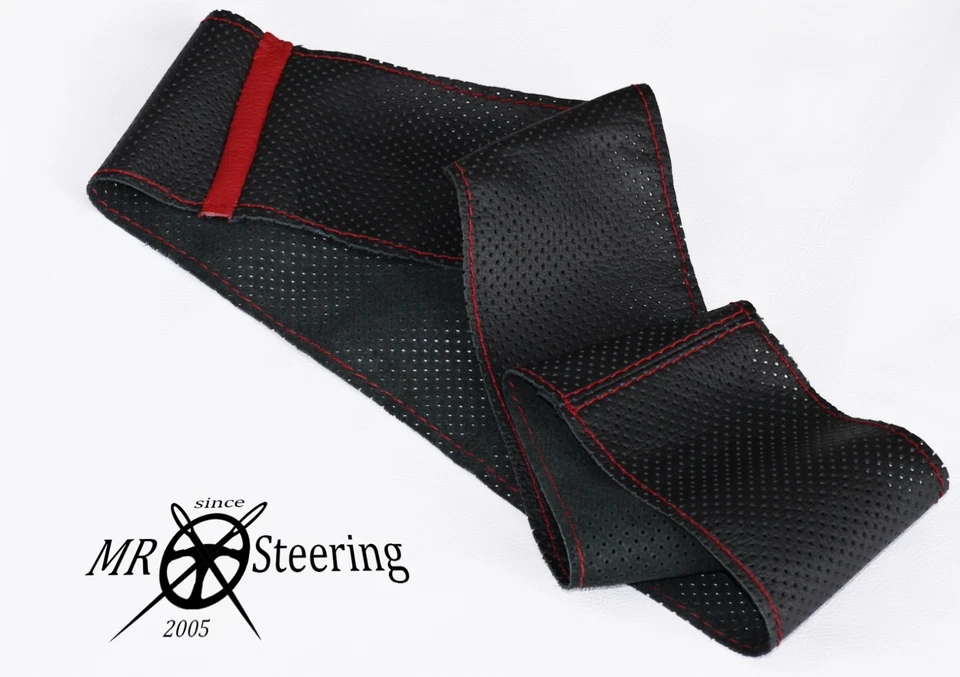 PARA MAZDA 6 MK1 2002-07 CUBIERTA VOLANTE CUERO PERFORADO + CORREA ROJO OSCURO Foto 4 de 4