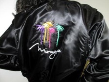 Vintage SATIN Shiny Double Black Acetate Satin Casino Style Jacket XL