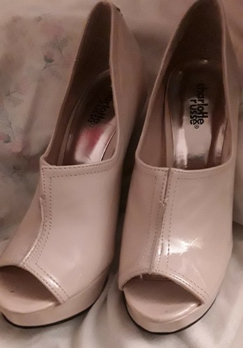 Light Beige Patent Leather Heels w/ Gold Embellishments Charlotte Russe