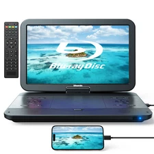 17.6" Portable Blu-Ray DVD Player 15.4" Screen 1080P Dolby Audio HDMI USB SD MP4