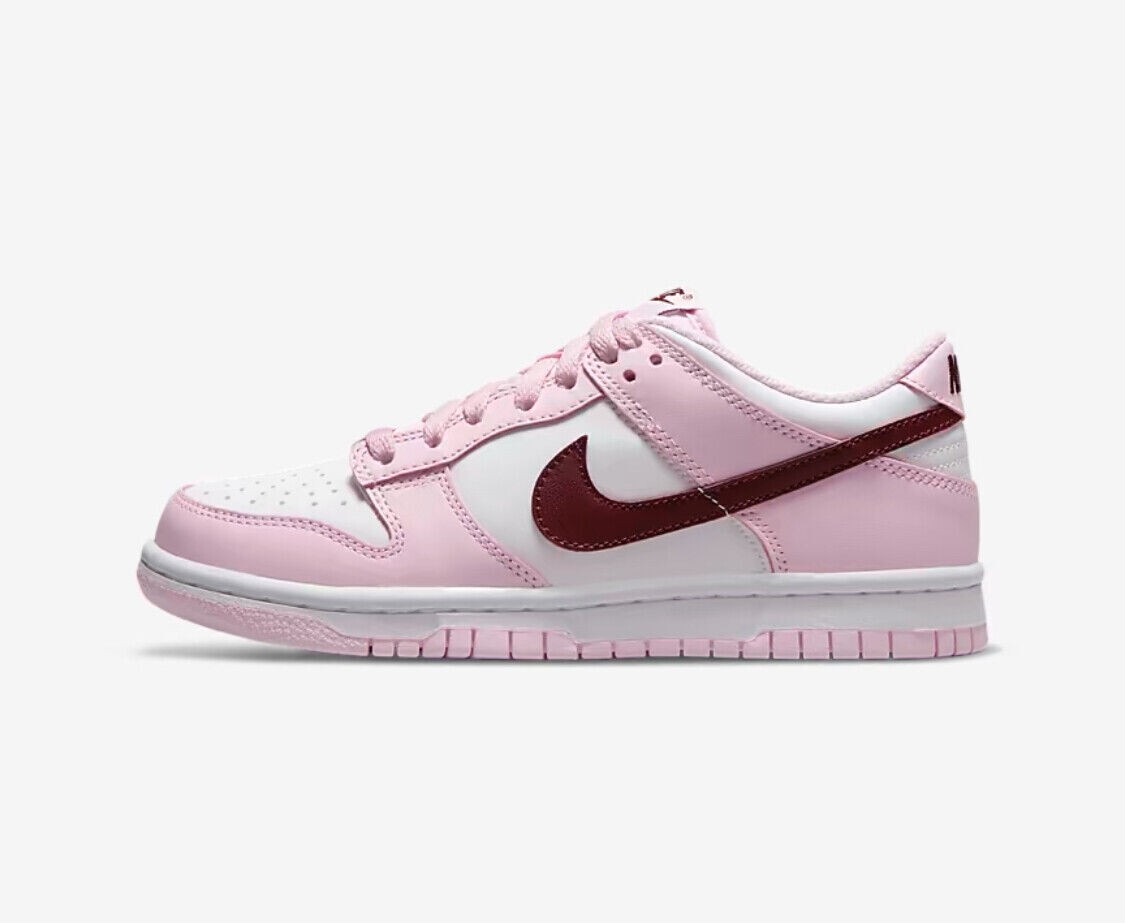 Nike Dunk Low GS Size 7Y/8.5W 'Pink Foam’ White Rose Dark Beetroot CW1590-601