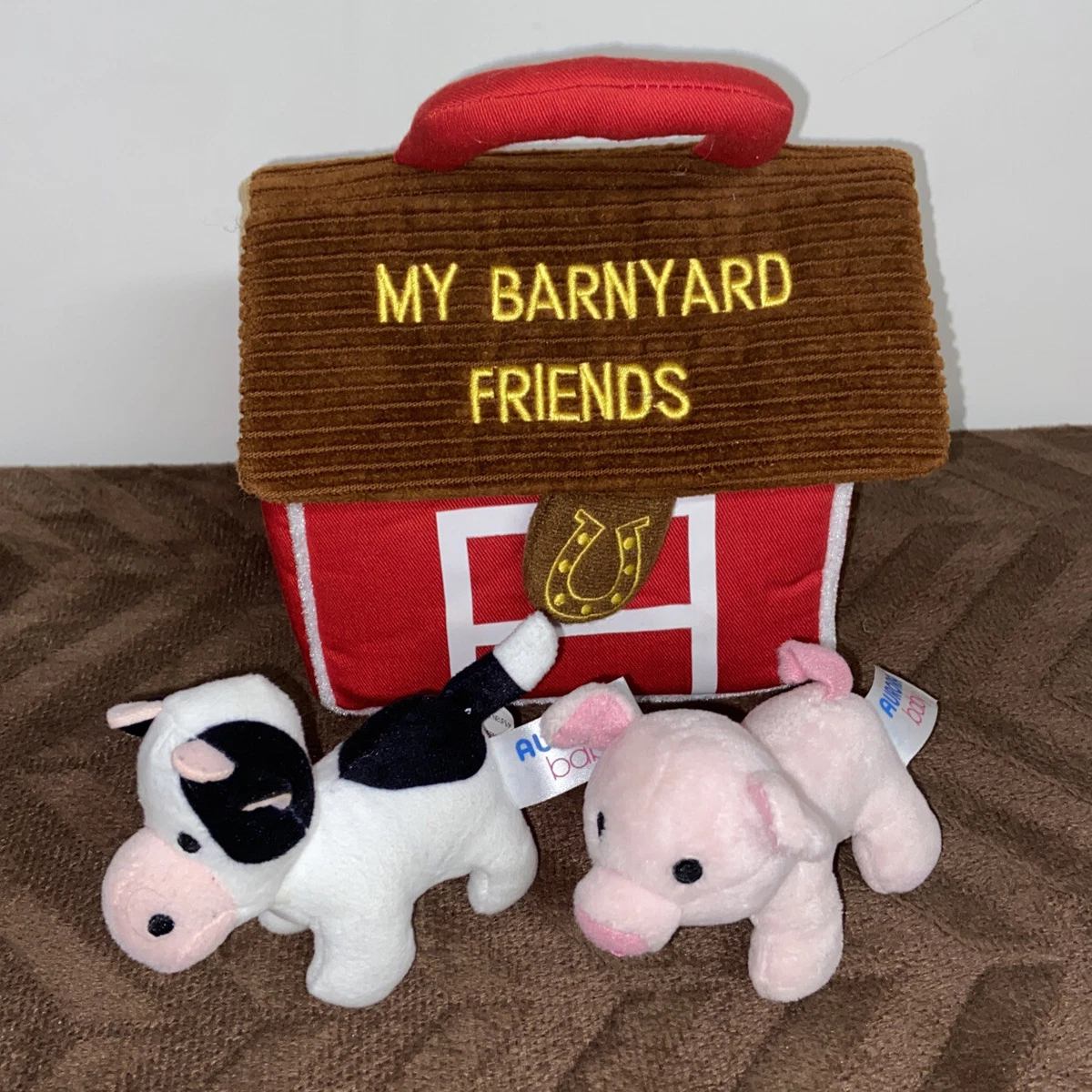 My Barnyard Friends Plush Animals Barn Carrier with Pig Cow
