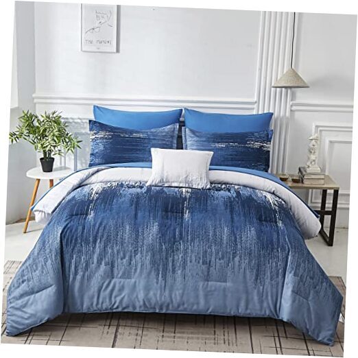 Ombre Comforter Set Size Reversible Gradient Grey Boho Bedding Set Full Blue
