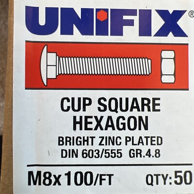Unifix Topf Vierkant Sechskantschraube und Muttern - metrisch DIN 603/555 - blank verzinkt