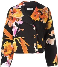 Lanvin Women Blazer Jacket Floral Print Orange New Sz 40
