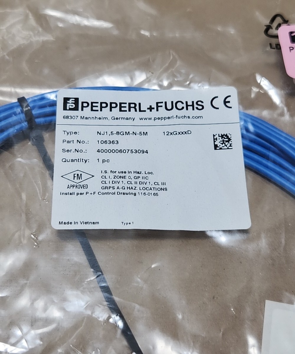 BRAND NEW* Pepperl Fuchs NJ1,5-8GM-N-5M Proximity Sensor 106363 +